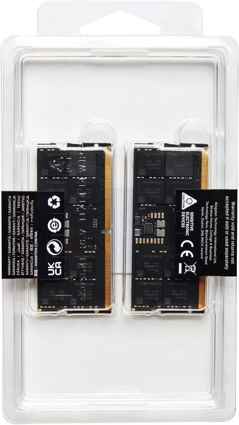 Kingston FURY Impact 64GB (2x32GB) 5600MT/s DDR5 CL40 Laptop Memory Kit of 2 | Lower Power Comsumption | Intel XMP 3.0 | Plug N Play | KF556S40IBK2-64