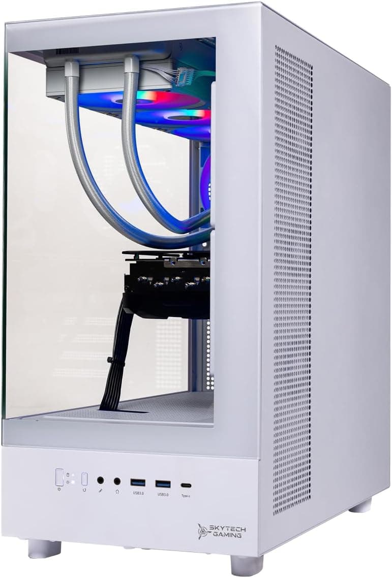 Skytech Azure Gaming PC Desktop, Ryzen 7 9700X 3.8 GHz (5.5GHz Turbo), NVIDIA RTX 5060 8GB, 1TB NVMe SSD, 32GB DDR5 RAM 6000 RGB, 850W Gold ATX 3 PSU, 360mm ARGB AIO, Wi-Fi, Win 11