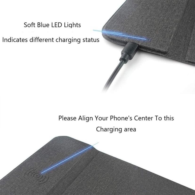 AmyZone Fast Wireless Charging Mouse Pad 15w Qi Certified Fabric Case-Friendly Large Wireless Charger Gaming Mouse Mat for iPhone 13/12 Pro/Xs/X/8/11 Samsung S10 Note 10 Google Pixel 4/3 XL for Gift