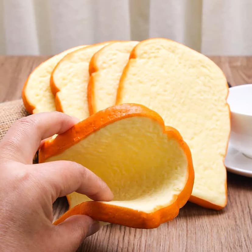 5 Pcs Simulation Artificial Bread Fake Bread Realistic Food Model for Kitchen Home Party Halloween Decoration (Toast)