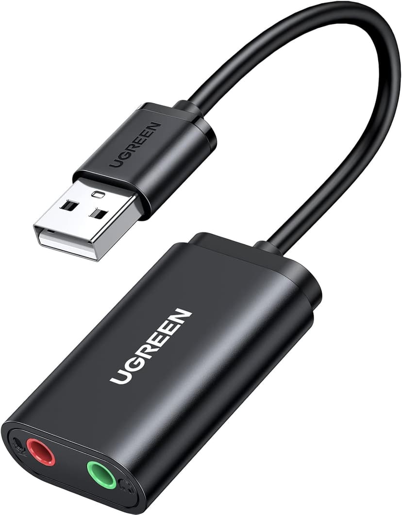 UGREEN USB to Audio Jack Sound Card Adapter with Dual TRS 3-Pole 3.5mm Headphone and Microphone USB to Aux 3.5mm External Audio Converter for Windows Mac Linux PC Laptops Desktops PS5 Switch 2