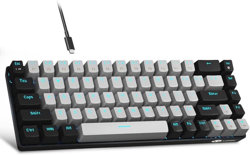 MageGee Portable 60% Mechanical Gaming Keyboard, MK-Box LED Backlit Compact 68 Keys Mini Wired Office Keyboard with Blue Switch for Windows Laptop PC Mac - Grey/Black