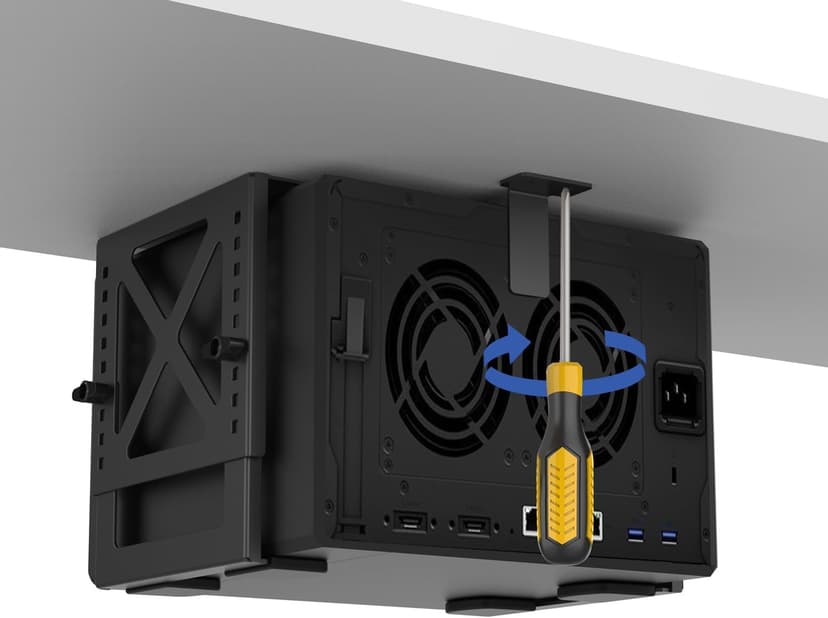 Monzlteck Adjustable Under Desk PC or NAS Mount Bracket Holder，Compatible with Desktop NAS(Network Attached Storage),CPU,UPS,Small Form Factor Desktop Tower.Xbox Series x,OptiPlex7000/7010