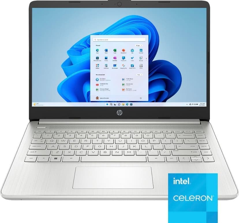 HP 14" Laptop Stream Ultral Light for Students and Business, Quad-core Intel Celeron Processor, 16GB RAM, 256GB Storage (128GB eMMC+128GB Ghost Manta SD Card), 1 Year Office 365, HDMI, Win 11