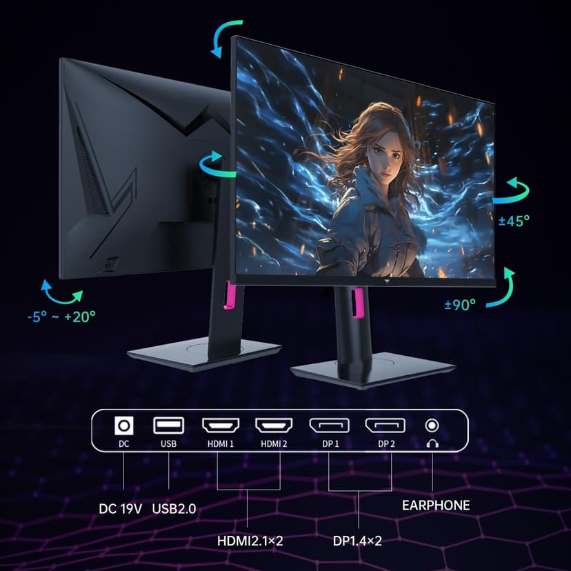 27 Inch 4K Gaming Monitor, UHD 160Hz/144Hz 1ms Fast IPS Monitor, Freesync/G-Sync, HDR400, 132% sRGB, HDMI DisplayPort, VESA, Tilt/Height/Pivot Adjustable, H27P22S