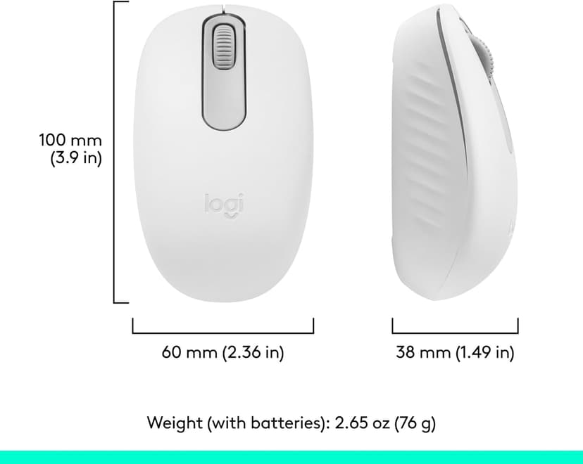 Logitech M196 Bluetooth Wireless Mouse, Compact and Portable Mouse for Laptops, Tablets and More, 12-Month Battery, Smooth Tracking, Compatible with PC and Mac, Windows and macOS - Off White