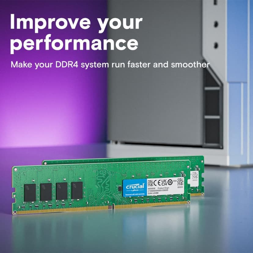 Crucial 16GB DDR4 RAM, 3200MHz (PC4-25600) CL22 Desktop Memory, UDIMM 288-Pin, Downclockable to 2933/2666MHz, Compatible with Intel and AMD Ryzen - CT16G4DFRA32A