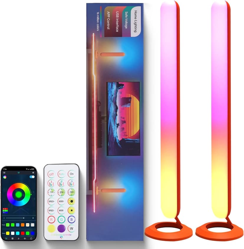 RGB LED Light Bar for Gaming Setup: Smart Music Sync TV Backlight with 16 Million Colors & 200+ Modes - USB Powered Ambient Lighting