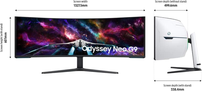 Samsung 57" Odyssey Neo G9 Series Dual 4K UHD 1000R Curved Gaming Monitor, 240Hz, 1ms with DisplayPort 2.1, Quantum Mini-LED, DisplayHDR 1000, AMD FreeSync Premium Pro, LS57CG952NNXZA