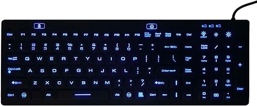 DS International DSI LED Backlit Keyboard with Number Pad - Industrial IP68 Waterproof Rugged Silicone IKB106BL