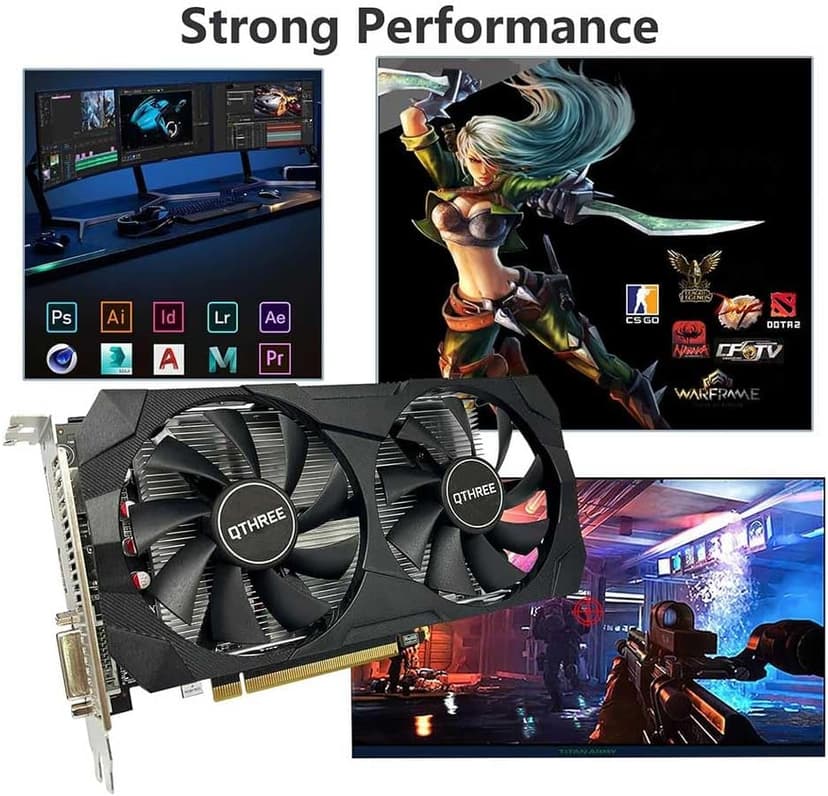 QTHREE Radeon RX 560 XT 8GB GDDR5 Graphics Card,1792SP,128 Bits,DVI,HDMI,DP,Gaming Video Card for PC,Computer GPU,PCI Express x16 3.0