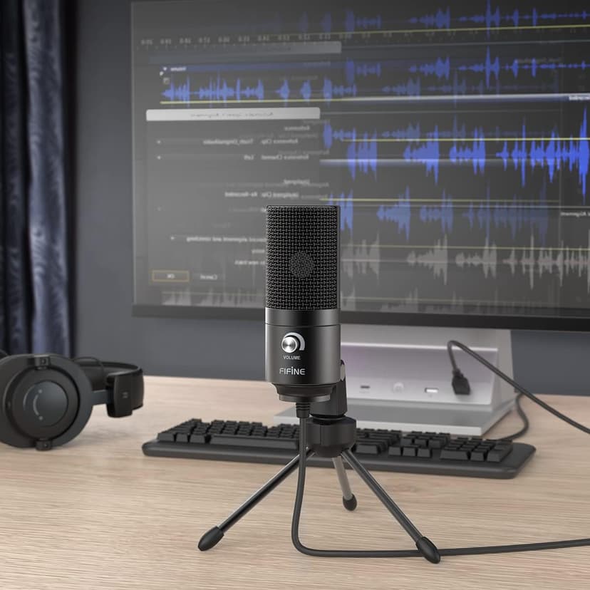 FIFINE USB Microphone, Metal Condenser Recording Microphone for MAC OS, Windows, Cardioid Laptop Mic for Recording Vocals, Voice Overs, Streaming, Meeting and YouTube Videos-K669B
