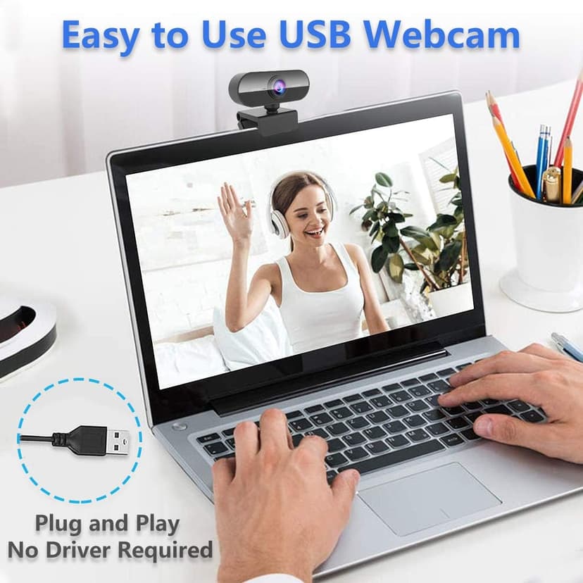 Webcam with Microphone&1080P HD Web Cam,Stand for PC/MAC/Laptop/Desktop, Wide Angle Web Cameras for YouTube,Skype,Zoom,Xbox One,Video Calling,Studying and PS4
