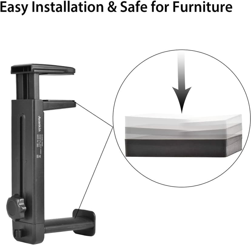NEETTO HS906 Headphone Stand & Hanger 2 in 1, Above & Under Desk Gaming Headset Holder Mount Hook with Height Adjustable & Rotating Clamp, Earphone Rack with Cable Clip