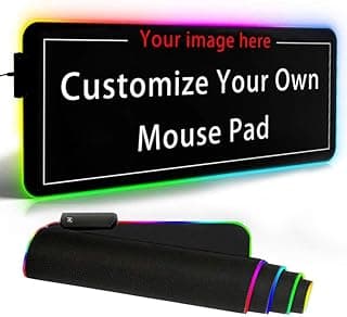 Personalized RGB LED Gaming Mouse Pad Make Your Own Customized Large Gaming Mousepad Custom Mouse Mat for Office Dorm Personalised Gifts Presents for Gaming Lovers, 31.5x11.8in