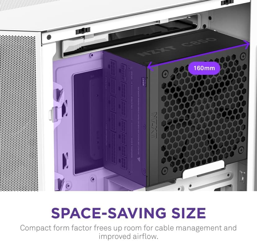 NZXT C850 Gold ATX 3.1 - Fully Modular Low-Noise PC Gaming Power Supply - 850 Watts - 80 Plus Gold - 12V-2x6 Connector - Zero Fan Mode - 100% Japanese Capacitors - Black