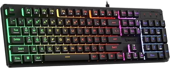 Redragon K521 Upgrade Rainbow LED Gaming Keyboard, 104 Keys Wired Mechanical Feeling Keyboard with Multimedia Keys, One-Touch Backlit, Anti-Ghosting, Compatible with PC, Mac, PS4/5, Xbox