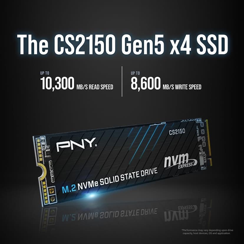 PNY CS2150 1TB Gen5 PCIe NVMe M.2 2280 3D NAND SSD – Up to 10,200/8,300 MBs - PC/Laptop Upgrade, Gaming, Photography, Video Editing, Direct Storage Enabled-Internal Solid-State Drive M280CS2150-1TB-TB