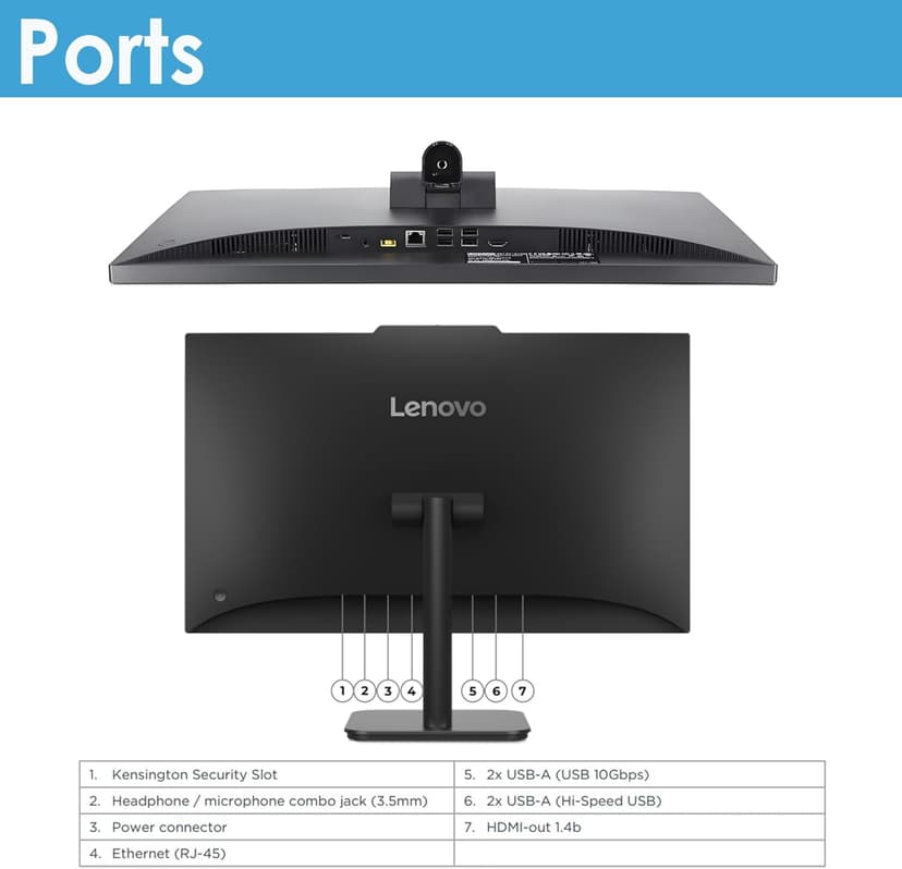 Lenovo All-in-One Desktop with Intel 4-Core Processor| 24 inch Full HD Display| 16GB DDR4 RAM, 512GB PCIe SSD| WiFi 6| Bluetooth| USB, Ethernet Ports| Windows 11 Pro| HDMI Out for External Display