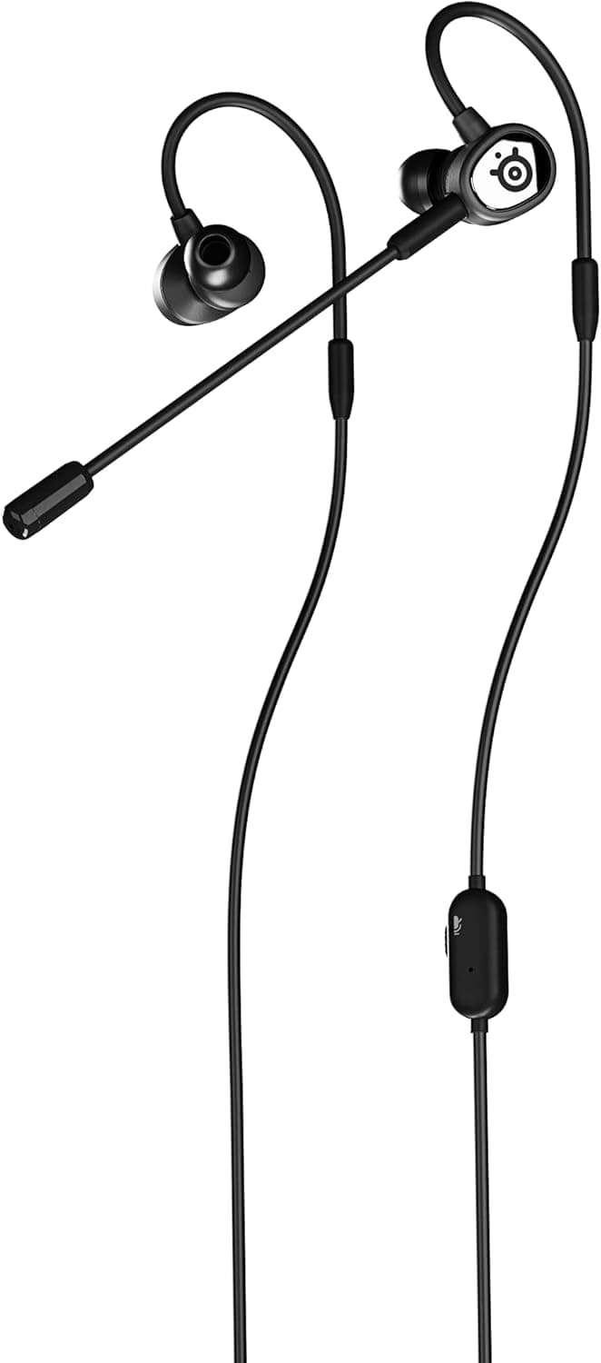 SteelSeries Tusq in-Ear Mobile Gaming Headset – Dual Microphone with Detachable Boom Mic – Ergonomic Suspension Design Earphones – for Mobile,Black