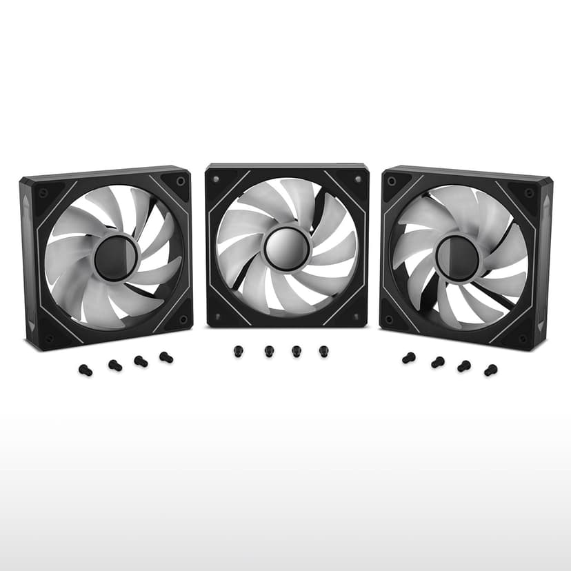 DARKROCK F120-3 in 1 120 mm Infinite Mirror Design Case Fans with PWM Control & ARGB Effect, Hydraulic Bearing for Low-Noise Operation - Suitable for Most PC Cooling Systems - Black