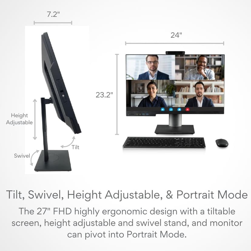 Envision 27" All-in-One Touchscreen Desktop (24-Core Intel i9-14900, 64GB RAM, 4TB NVME, WiFi 6 + BT, Windows 11 Pro, Web Cam, Type-C, Card Reader, DVD-RW, FHD, HDMI, KB/M - Business AIO Computer PC