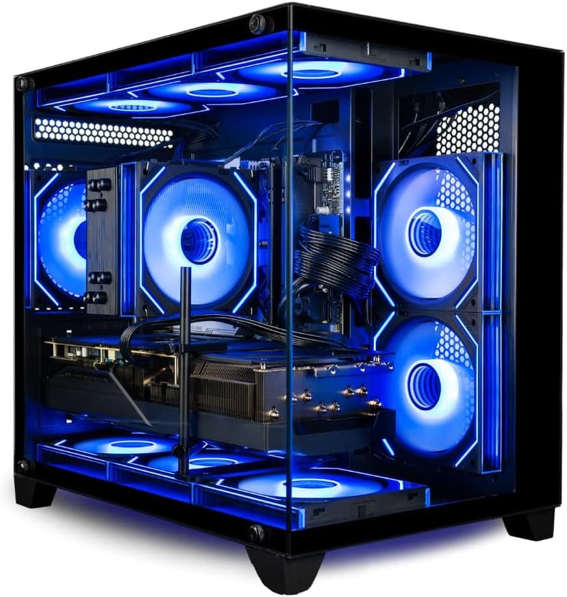 Panorama Gaming Desktop PC (NVIDIA RTX 5060 Ti 8GB, AMD Ryzen 7 5700X Processor, 32GB DDR4 RAM, 1TB NVMe M.2 SSD, WiFi 6E, HDMI + DP, Windows 11 Pro) Best 2025 RGB Prebuilt Tower Computer for Gamers