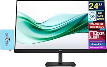HP 24" FHD VA Monitor with 5 ms Response Time, Anti-Glare, Flicker Free, VESA Mount (100x100mm), HDMI, VGA & Dockztorm USB Port Expander, Black Color (2025 Latest Model)
