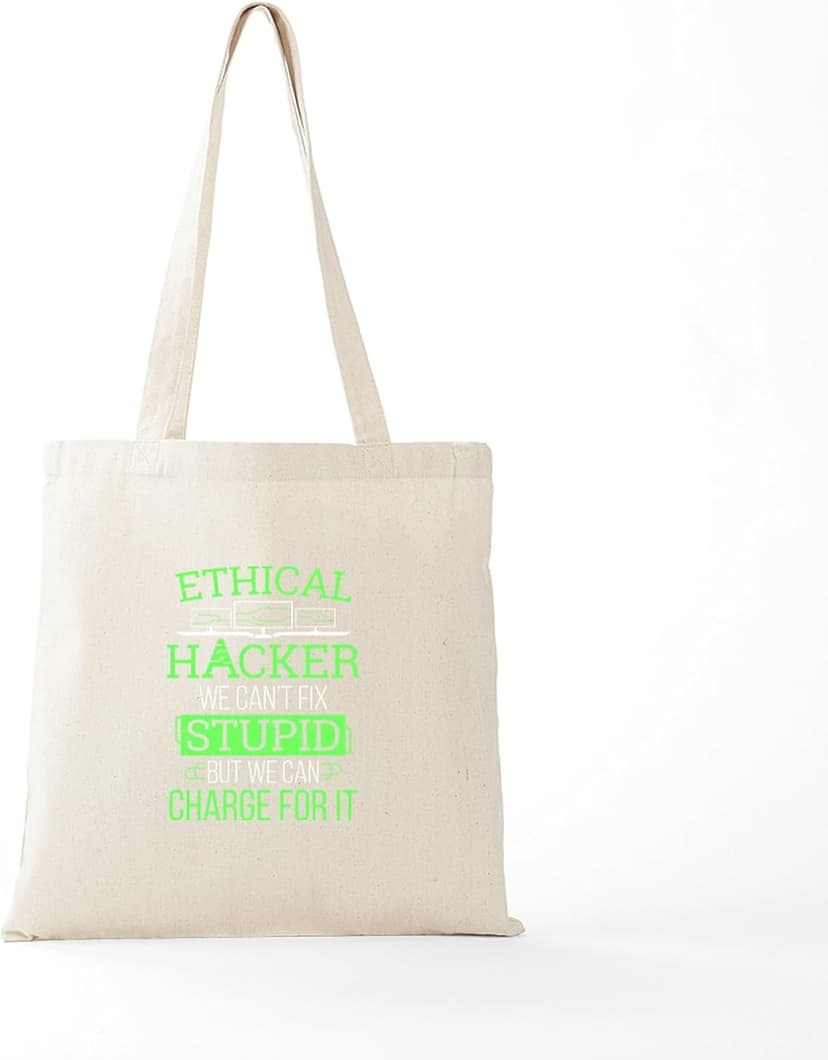 CafePress Cybersecurity Computer Hacking Ethical Hacker Reusable Natural Beige Canvas Shopping Bag