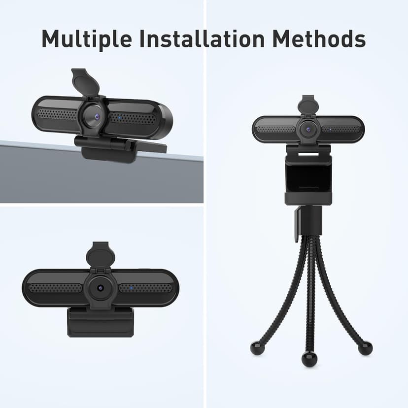 saylas 2K Webcam, FHD Streaming Camera with 2K/30fps, 1080P/60fps, Autofocus, Dual Noise-Cancelling Microphones, Privacy Cover and Tripod, for Computer/Zoom/Skype/Teams/Laptop/MacBook/Windows