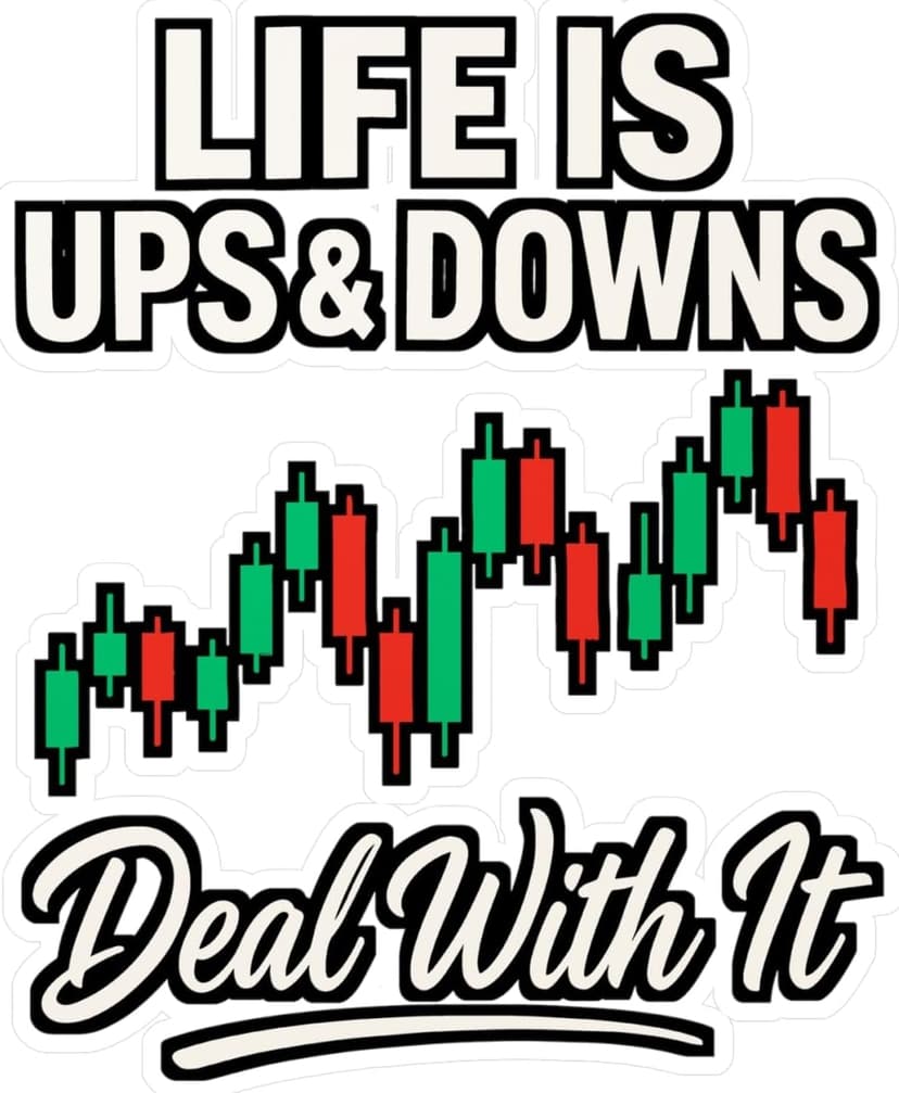 Life is Ups & Downs Deal with It – Forex Sticker for Laptop or Water Bottle | Vinyl Trading Decal, Finance Gift Idea Satin, Kiss-Cut, 8" x 10"