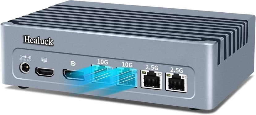 S7 Dual 10GbE Mini PC N305, Firewall Micro Appliance 4 LAN (2 x 10Gbit, 2 x i226V 2.5GbE), DDR5 8GB RAM 128GB SSD, 2 x NVMe Firewall Hardware, USB-C Port, 2USB3.2 10Gbps, SPK/MIC