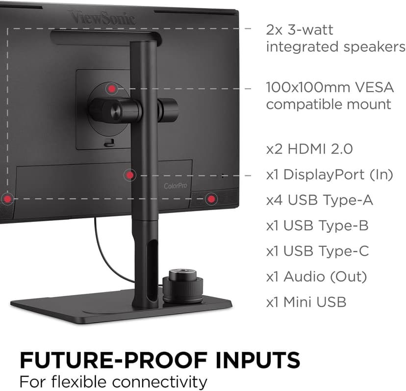 ViewSonic VP2786-4K 27 Inch Premium IPS 4K USB C Monitor with Integrated Color Wheel, 100% Adobe RGB, 98% DCI-P3, Pantone Validated, 90W Charging, HDMI, DisplayPort for Professional Home and Office
