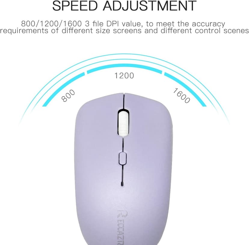 Wireless Keyboard and Mouse Combo, Full-Sized Wireless Keyboard and Adjustable DPI Mouse, 2.4GHz USB Receiver, Wireless Keyboard and Mouse for PC, Windows, Desktop, Laptop (Purple)