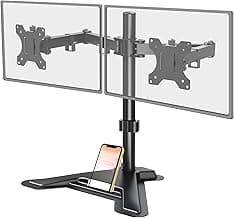 MOUNT PRO Dual Monitor Stand, Free-Standing Full Motion Monitor Desk Mount Fits 2 Screens up to 27 inches,17.6lbs with Height Adjustable, Swivel, Tilt, Rotation, VESA 75x75 100x100, Black