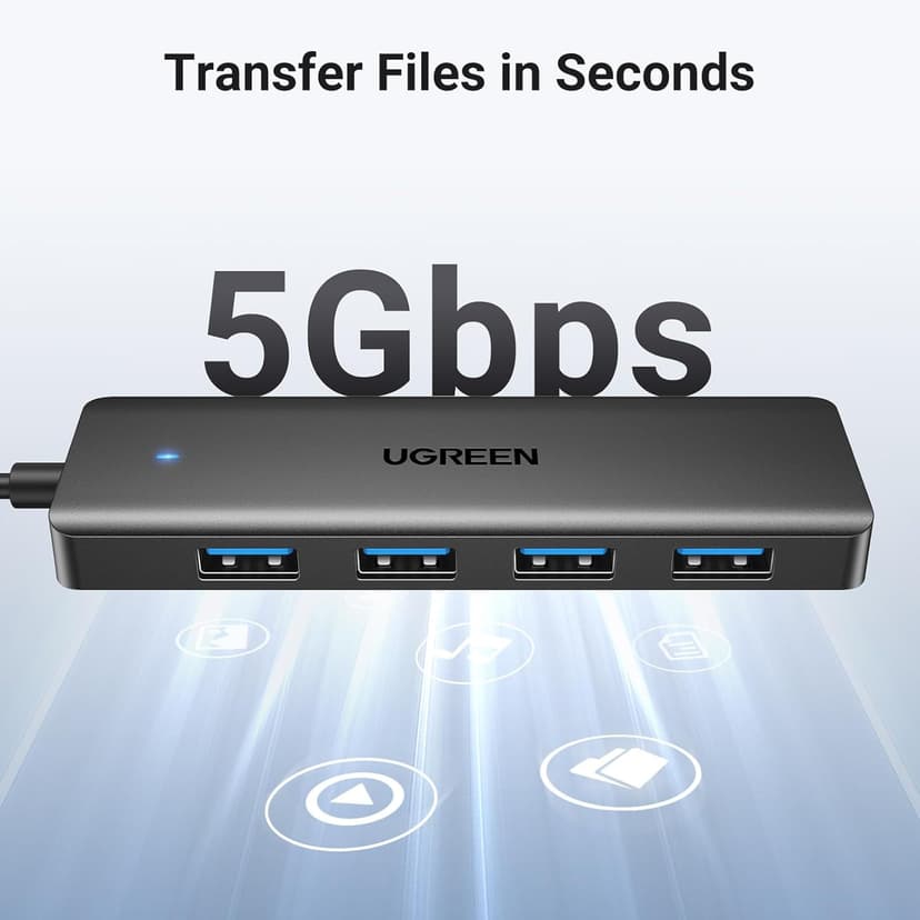 UGREEN USB 3.0 Hub, 4 Ports USB A Splitter Ultra-Slim USB Expander for Mouse, Keyboard, Flash Drive, U Disk, Printer Compatible with Laptop, Desktop PC, Xbox, PS5, and More