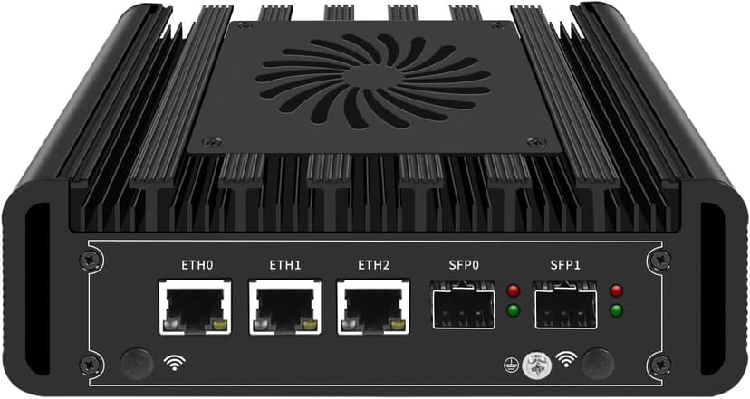 Mini PC N100 Firewall Hardware Intel 82599ES 2 x 10GbE SFP+, 3 x i226V 2.5GbE LAN OPNsense Appliance,AES-NI, 2HD, SIM Card Slot, M.2 WiFi Slot,NO RAM NO SSD