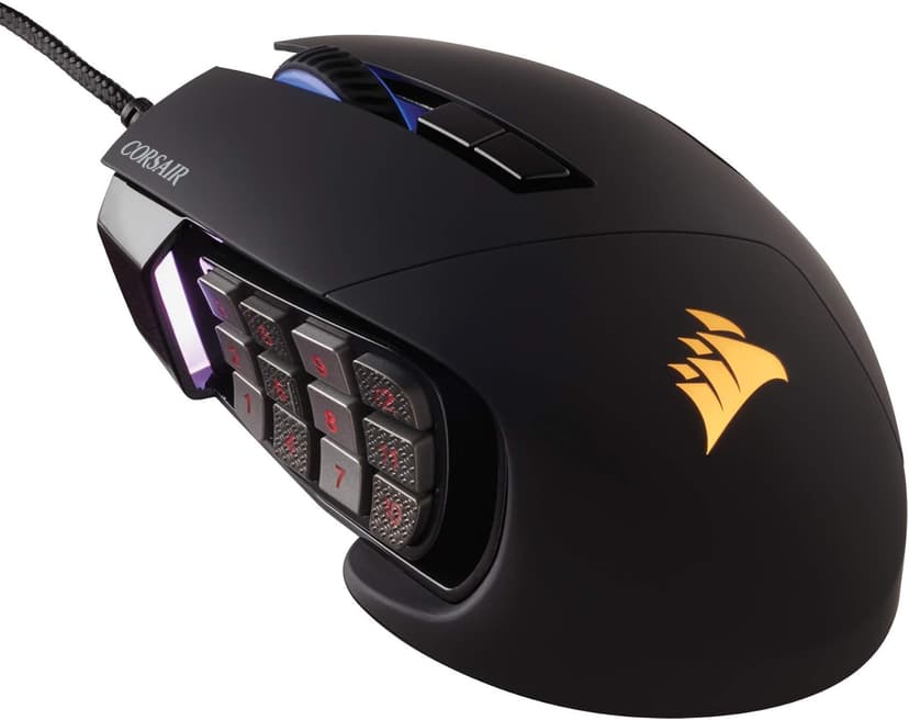 Corsair SCIMITAR RGB ELITE Gaming Mouse For MOBA, MMO - 18,000 DPI - 17 Progammable Buttons - iCUE Compatible - Black