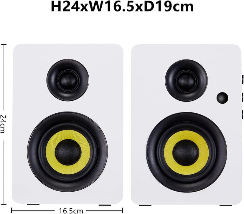 SW206 80W Active Dual-Mode Bookshelf Speakers, 4inch Studio Monitor and HiFi Mode, Optical Coaxial TRS Aux Bluetooth 5.0 USB with 24bit DAC, for Home Music System Turntable TV PC Desktop, White