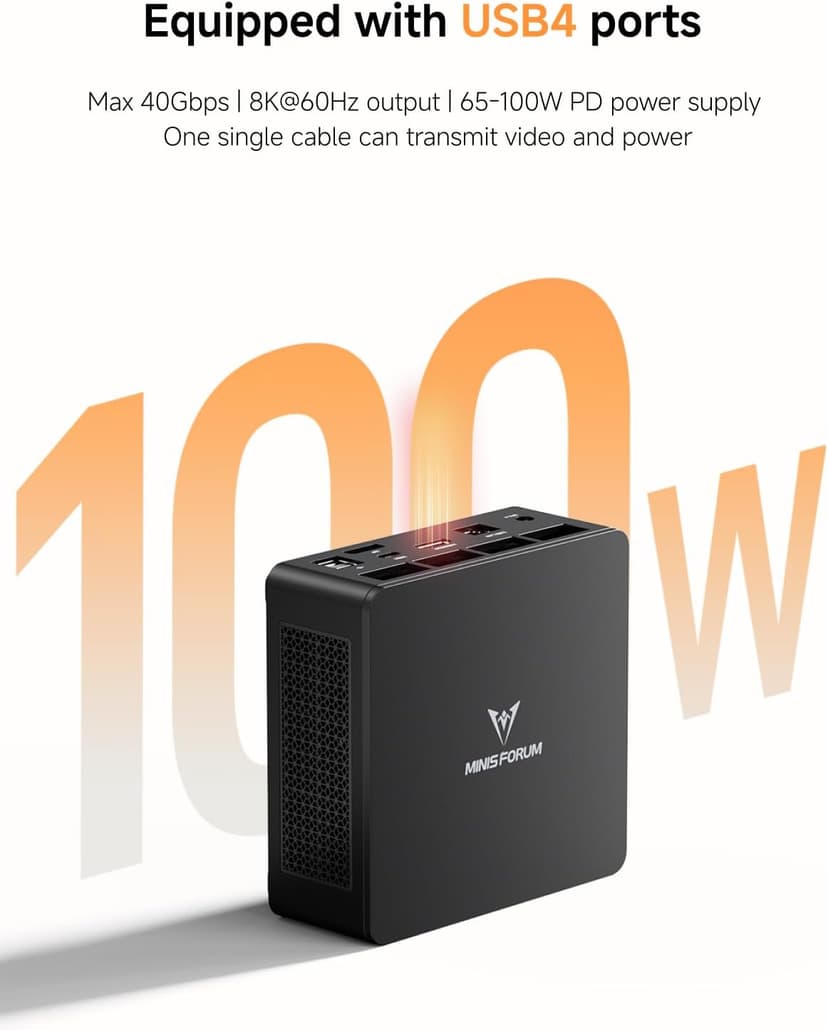 MINISFORUM UM690L Slim Mini PC, AMD Ryzen 9 6900HX Mini Computer (8C/16T, up to 4.9 GHz), 32 GB LPDDR5 and 1 TB PCIe 4.0 SSD, DP/HDMI 2.1/USB 4, 4 x USB Type-A, WiFi 6E/BT 5.3