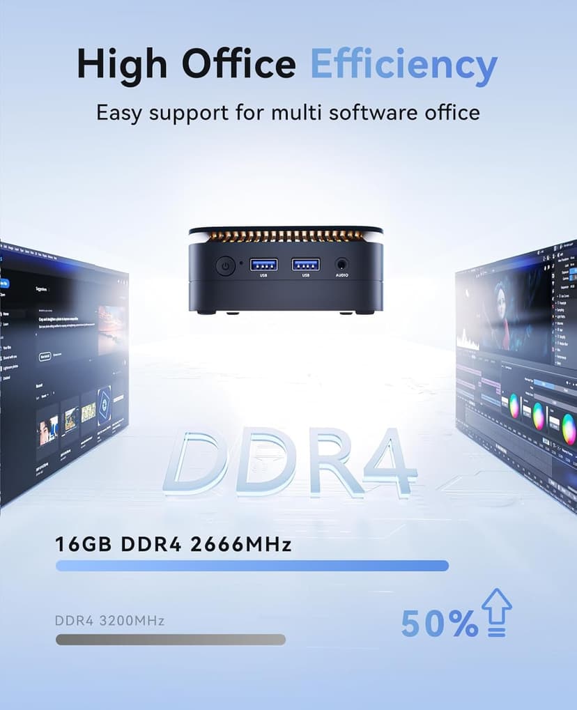 KAMRUI Mini PC Computer, Intel Processor N97 (up to 3.6 GHz), 16GB DDR4 RAM 256GB M.2 SSD, Mini Desktop Computer Support Dual 4K, WiFi, Bluetooth, Ethernet, HTPC for Business, Education, Home
