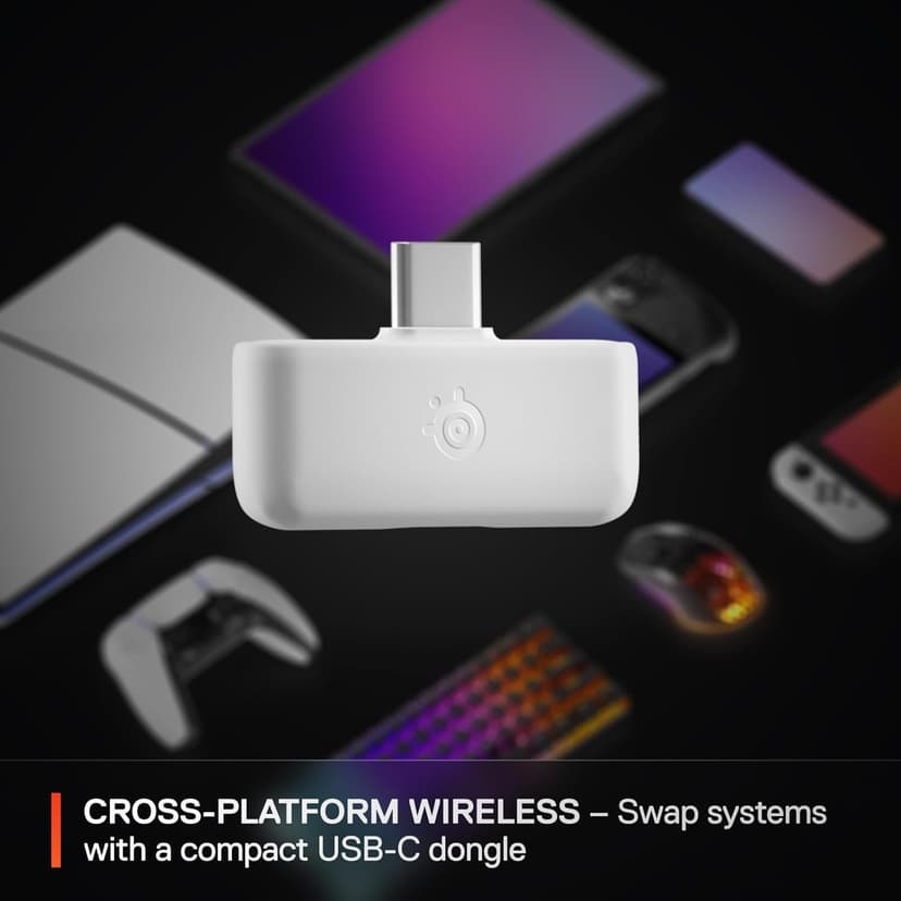 SteelSeries Arctis Nova 5P Wireless Multi-System Gaming Headset — White — Neodymium Magnetic Drivers — 100+ Audio Presets — 60 HR Battery — 2.4GHz or BT — Gen2.X Mic — PS5, PS4, PC, Switch, Mobile