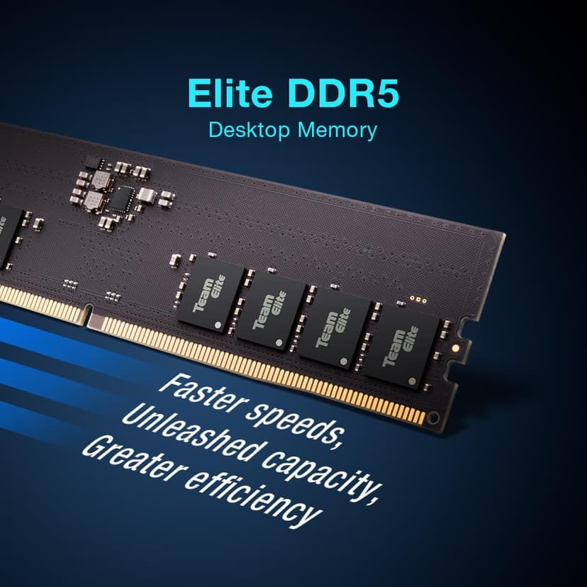 TEAMGROUP Elite DDR5 32GB Kit (2x16GB) 5600Mhz PC5-44800 CL46 Non-ECC Unbuffered UDIMM 288 Pin PC Computer Desktop Memory Module Ram Supports Intel & AMD TED532G5600C46DC01