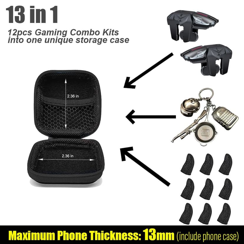 13 in 1 PUBG Mobile Triggers Combo, L2R2 4 Triggers Mobile Phone Controller for PUBG/Fortnite/Call of Duty/Rules of Survival, Aim & Fire Trigger for iPhone & Android Phones