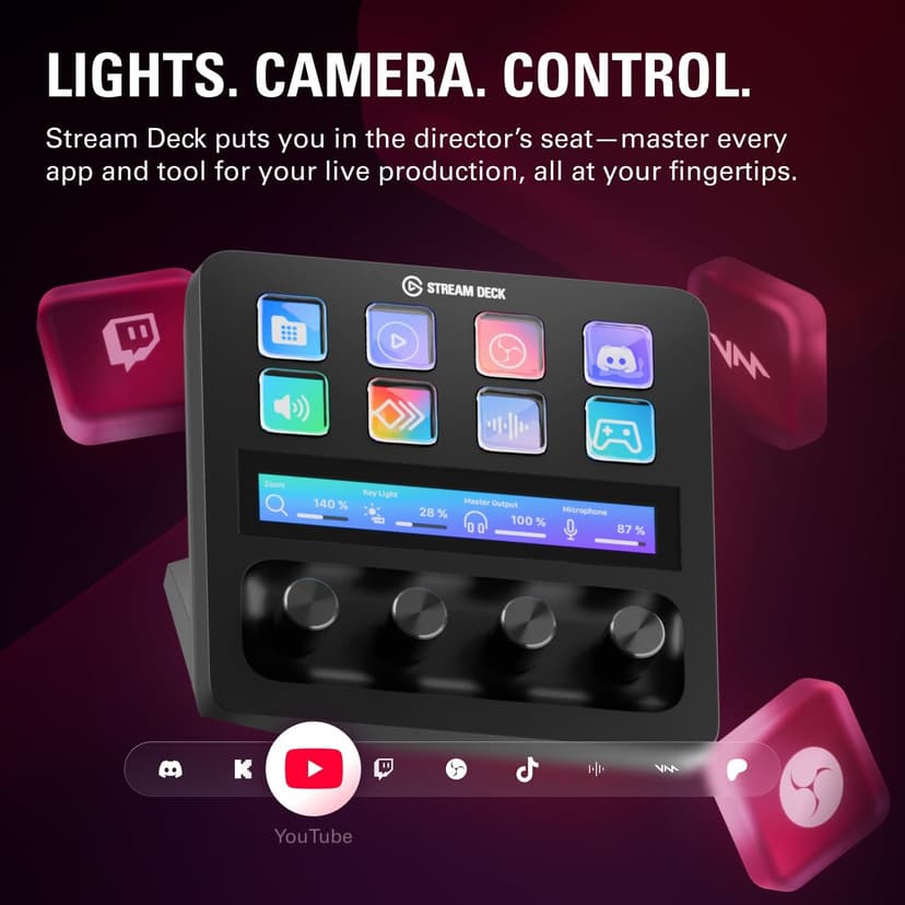 Elgato Stream Deck +, Audio Mixer, Production Console and Studio Controller for Content Creators, Streaming, Gaming, with customizable touch strip dials and LCD keys, works with Mac and PC