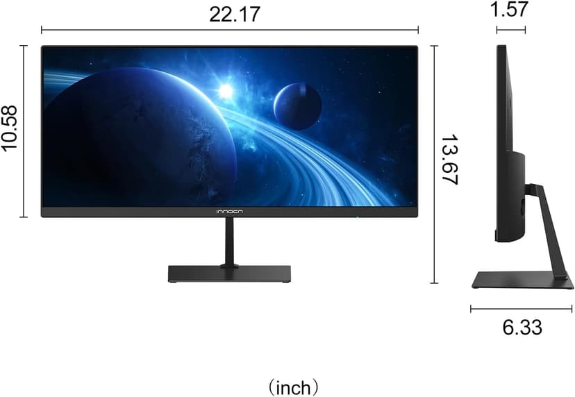 INNOCN 23 Inch Widescreen Computer Monitor WFHD 2560 x 1080p HDMI DisplayPort PC Monitor, Tilt Adjustable, Eye Care, Black