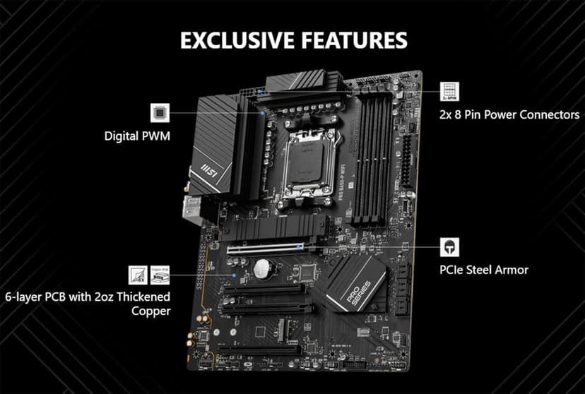 INLAND AMD Ryzen 5 9600X 6-Core 12-Thread AM5 5.4 GHz Unlocked Desktop Processor with PRO B650-P WiFi ProSeries Motherboard (ATX, DDR5, PCIe 4.0)