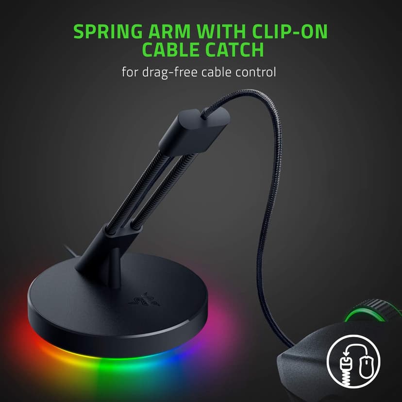 Razer Gaming Mouse Bungee V3 Chroma: Drag-Free Wired Mouse Support - for Esports-Level Performance - Weighted Base - Anti-Slip Feet - Classic Black
