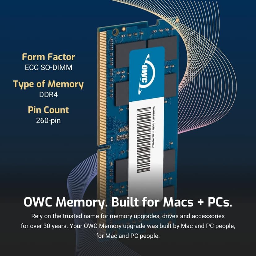 OWC 64GB (2x32GB) DDR4 2666MHz PC4-21300 CL19 2RX8 ECC Unbuffered SODIMM 1.2V 260-pin Memory RAM