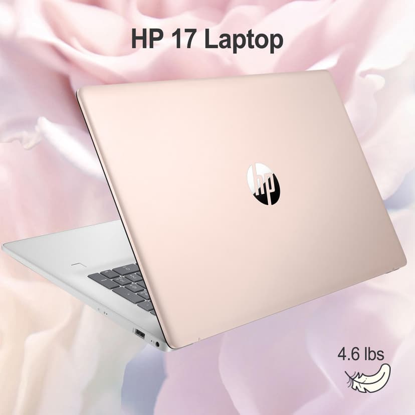 HP Premium 17.3" Laptop, 17.3" HD+ Touchscreen, Intel Core i7-1355U, 64GB RAM, 2TB SSD, Webcam, HDMI, Backlit KB, FP Reader, Wi-Fi 6, Win 11 H, Pale Rose Gold, ADATA 512 External SSD Bundle